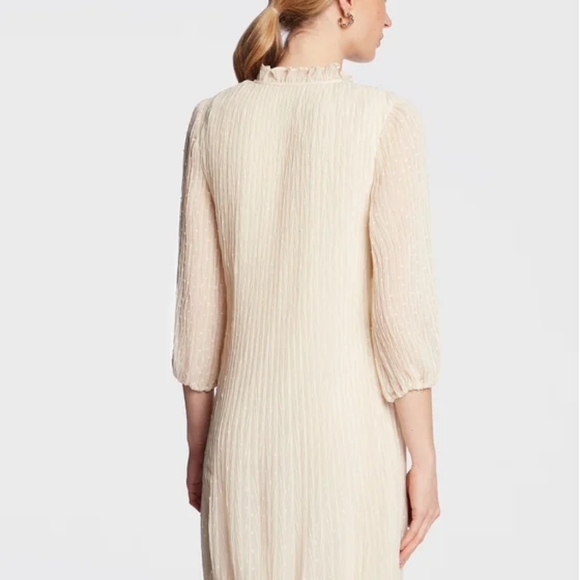 DKNY Women's Long Sleeve Tie Neck Solid Textured Dress - Picture 3 of 5